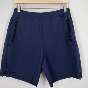 Rhône Navy Blue Zipper Pockets Athletic Gym Training Shorts Size Medium